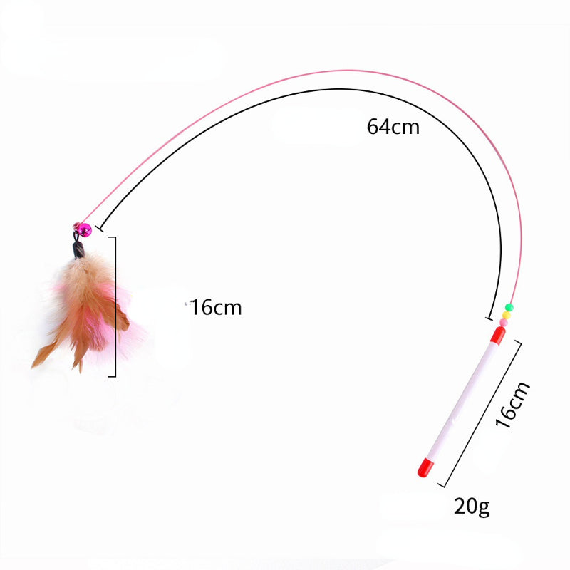 Katzenspielzeug Katzenangel elastischem Stahldraht mit Glöckchen, in verschiedenen Designs, interaktiv (1 Stück)