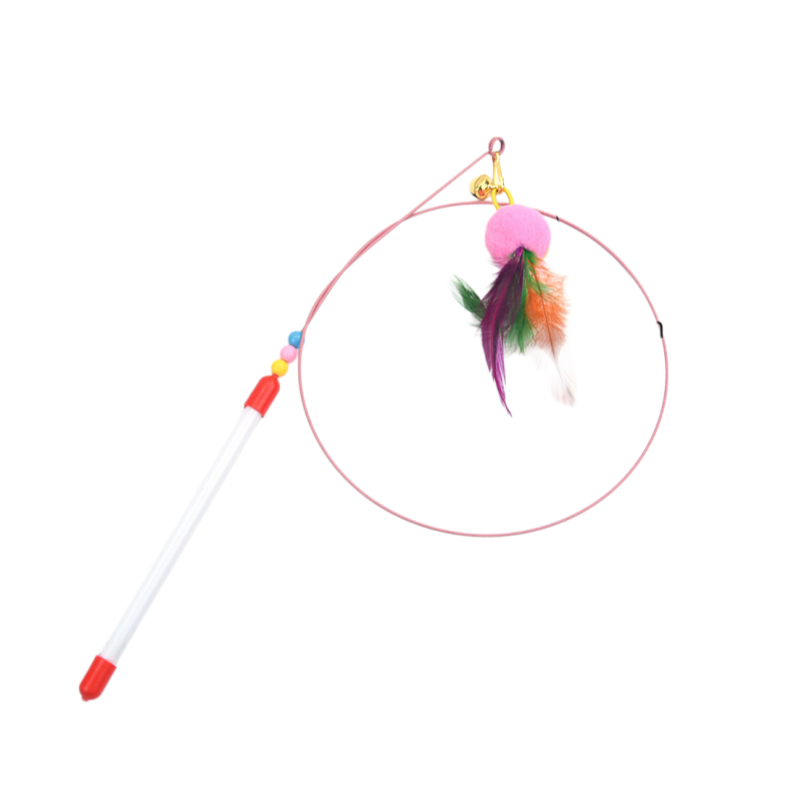 Katzenspielzeug Katzenangel elastischem Stahldraht mit Glöckchen, in verschiedenen Designs, interaktiv (1 Stück)