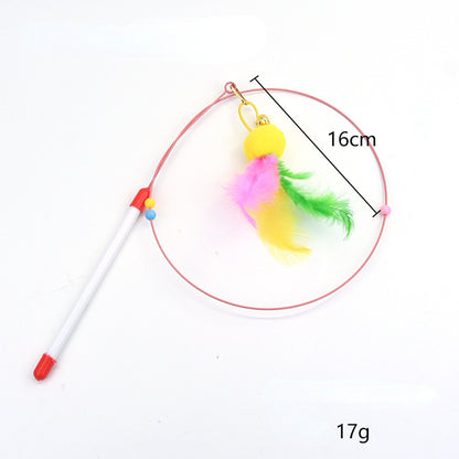 Katzenspielzeug Katzenangel elastischem Stahldraht mit Glöckchen, in verschiedenen Designs, interaktiv (1 Stück)
