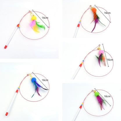 Katzenspielzeug Katzenangel elastischem Stahldraht mit Glöckchen, in verschiedenen Designs, interaktiv (1 Stück)