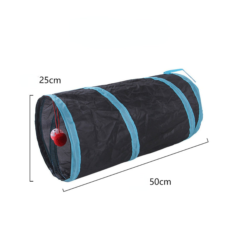 Katzenspielzeug Tunnel Schwarz und Pink, Interaktives Zwei-Wege-Labyrinth für Katzen, Indoor-Spielzeug