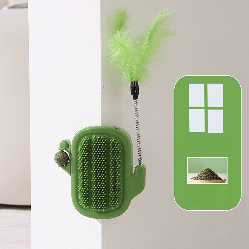 Katzenspielzeug, Katzenminze Ball Kaktus Kratzwerkzeug mit Glocke Angelrute, Home Automatisches interaktives Kratzspiel