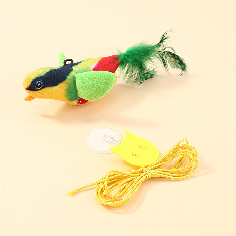 Katzenspielzeug Simulationsvogel mit simuliertem Vogelgesang – 3 Farben, zum Aufhängen, perfekt zum Spielen für Kätzchen