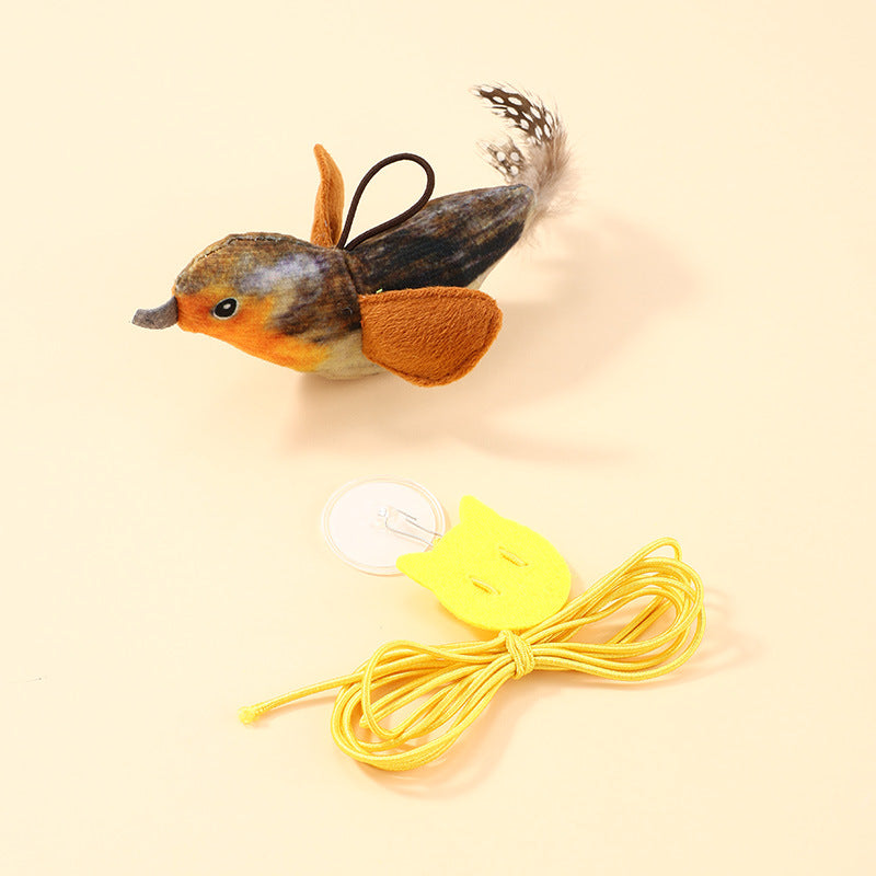 Katzenspielzeug Simulationsvogel mit simuliertem Vogelgesang – 3 Farben, zum Aufhängen, perfekt zum Spielen für Kätzchen