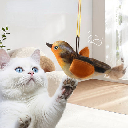 Katzenspielzeug Simulationsvogel mit simuliertem Vogelgesang – 3 Farben, zum Aufhängen, perfekt zum Spielen für Kätzchen