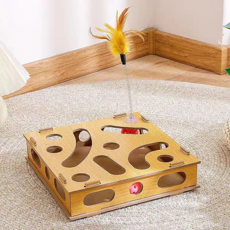 Puzzle Katze Track Spiel Box Glocke Ball Katze Teaser Stick Verbundplatte, Selbstunterhaltung