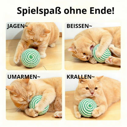 Katzenspielzeug ball Sisal 10cm kann Geräusche machen, unterhaltsam und für den Innenbereich interaktiv