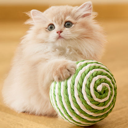 Katzenspielzeug ball Sisal 10cm kann Geräusche machen, unterhaltsam und für den Innenbereich interaktiv