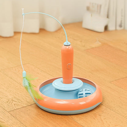 Katzenspielzeug Elektrisch, Karottenform Rotierenden Federn Katzenangel, Zwei Farben, verkaufen Ersatzfedern in Blau & Grün