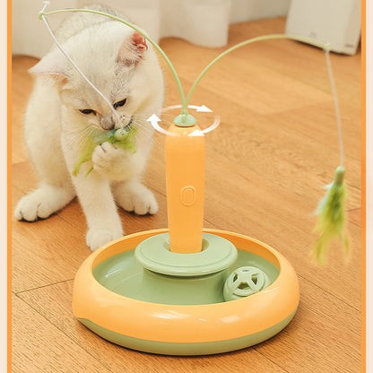 Katzenspielzeug Elektrisch, Karottenform Rotierenden Federn Katzenangel, Zwei Farben, verkaufen Ersatzfedern in Blau & Grün