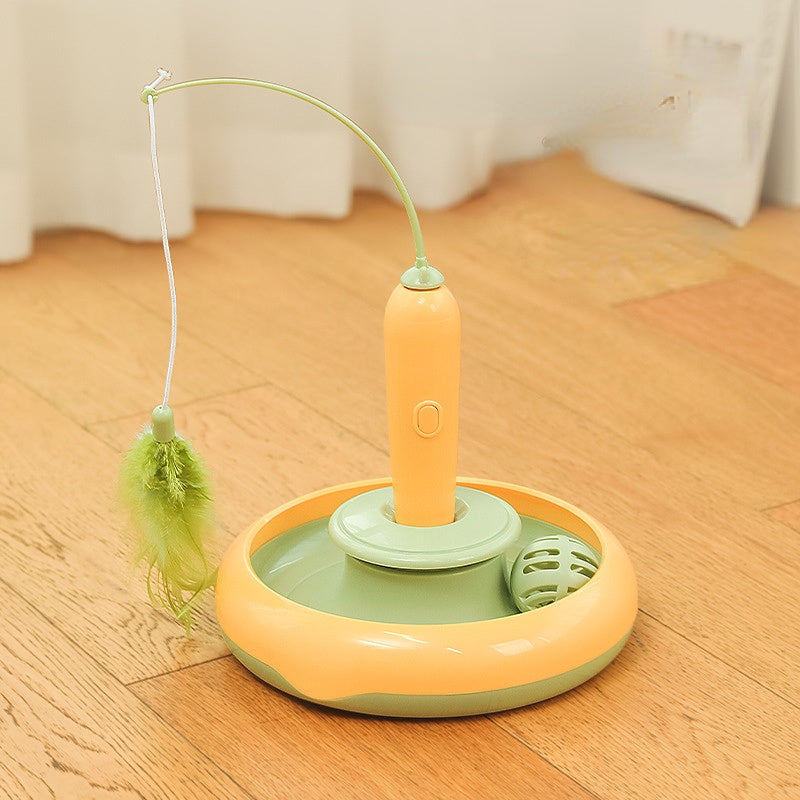 Katzenspielzeug Elektrisch, Karottenform Rotierenden Federn Katzenangel, Zwei Farben, verkaufen Ersatzfedern in Blau & Grün