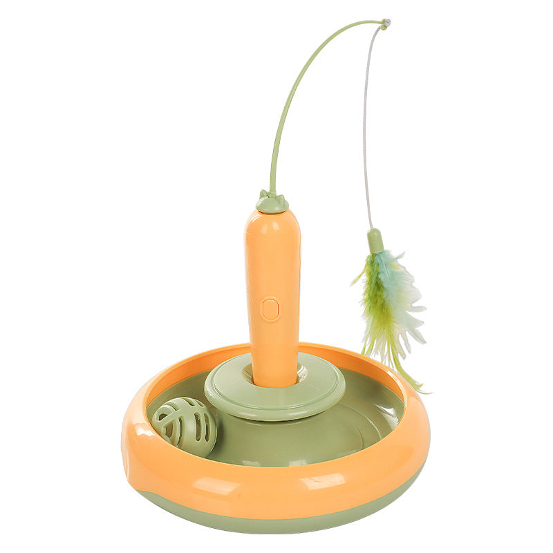 Katzenspielzeug Elektrisch, Karottenform Rotierenden Federn Katzenangel, Zwei Farben, verkaufen Ersatzfedern in Blau & Grün