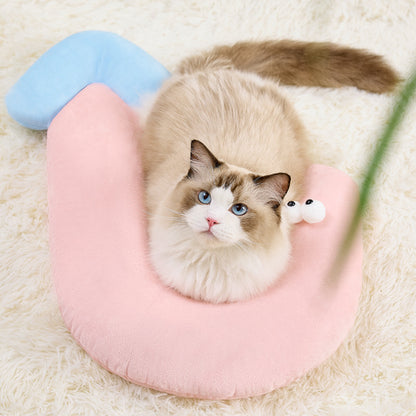 Kuscheltier für Katze, großes Süßes Kissen mit großen Augen, multifunktionales Haustier-Schlafkissen, Drei Farben, 62x39 cm
