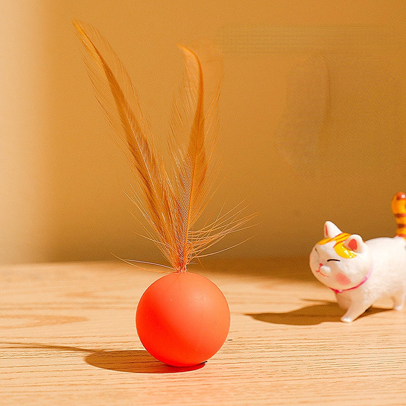 Katzen Spielzeug, Elastischen Katzenball aus Silikon mit Federn, Drei Farben eingestellt, für Spaß und Unterhaltung Ihrer Katze