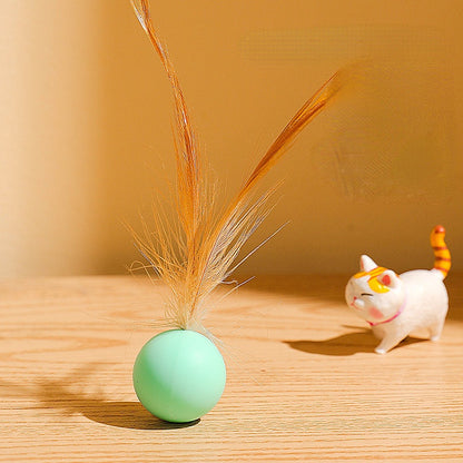 Katzen Spielzeug, Elastischen Katzenball aus Silikon mit Federn, Drei Farben eingestellt, für Spaß und Unterhaltung Ihrer Katze