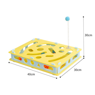 Intelligenzspielzeug Katze, Labyrinth-box Katzenspielzeug mit 6 Bimmelbällen und Frühling Katzenangel für Unterhaltung