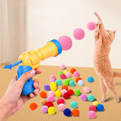 Katzenspielzeug Hochelastische EVA-Bälle und Pompon-Werfer, Interaktion zwischen Mensch und Katze