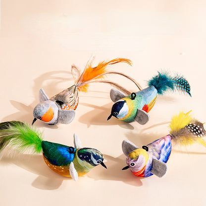 Katzenspielzeug vogel, Plüschspielzeug mit simuliertem Klang, kann zur Selbstunterhaltung im aufgehängt