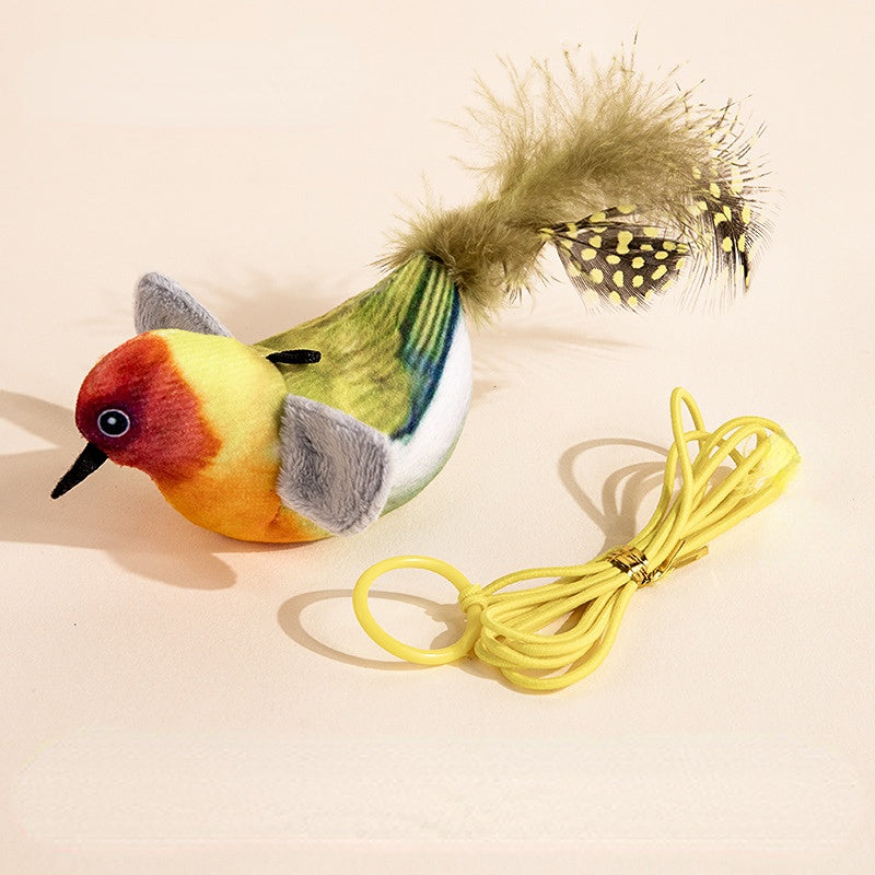 Katzenspielzeug vogel, Plüschspielzeug mit simuliertem Klang, kann zur Selbstunterhaltung im aufgehängt
