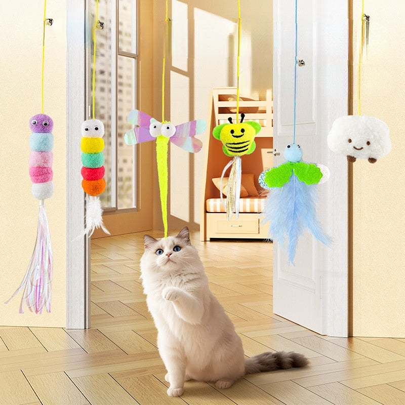 Katzenspielzeug Türrahmen, Elastisches Seil Federglocke Katzenangel, für Indoor-Aktivitäten