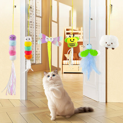 Katzenspielzeug Türrahmen, Elastisches Seil Federglocke Katzenangel, für Indoor-Aktivitäten