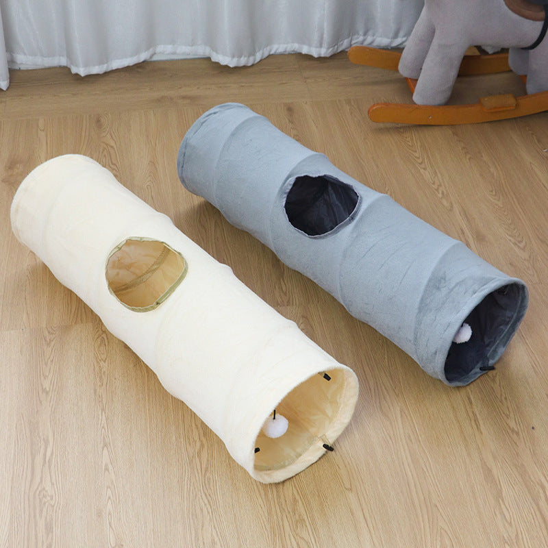 Katzen tunnel gerade, doppellagig, weicher Plüsch, großer Unterhaltungsraum im Innenbereich, faltbar (1 Stück)