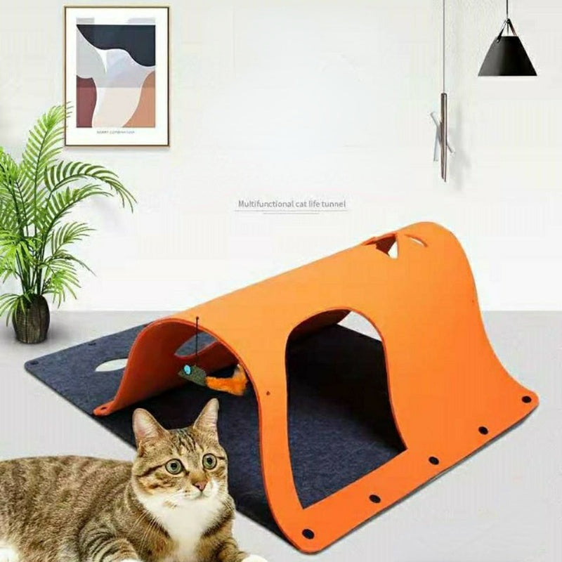 Katzentunnel Filz zelt waschbar Katzenbett DIY Labyrinth faltbar für das Spielen zu Hause, Kratzfest