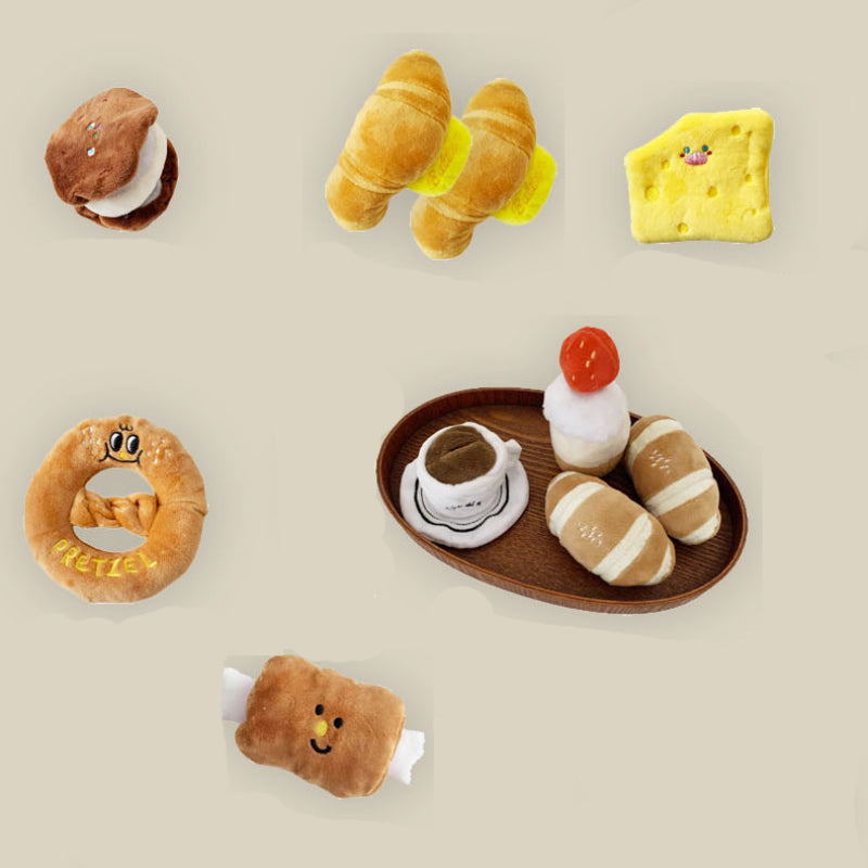 Katze Kuscheltier Simulation Brot Essen Nachmittagstee, Papier Sound, Essen Verstecken Puppe, Interaktiv (1 Stück)