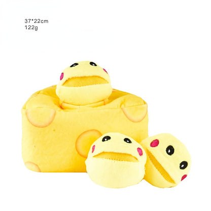 Katze Plüschtier Spielzeug, verschiedene Lebensmittel-Designs, geeignet für Schnüffeltraining und interaktive Spiele im Innenbereich