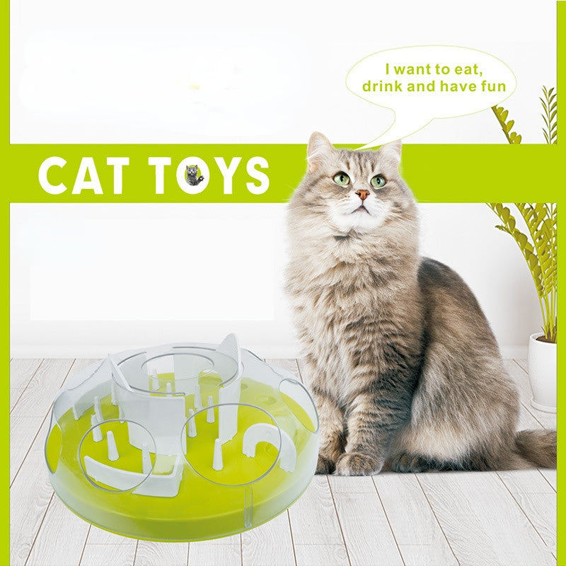 Katzen puzzle, langsamer Feeder, Linderung von Langeweile, abgestufter Trainingsdrehteller, Indoor-Selbstspielspiel