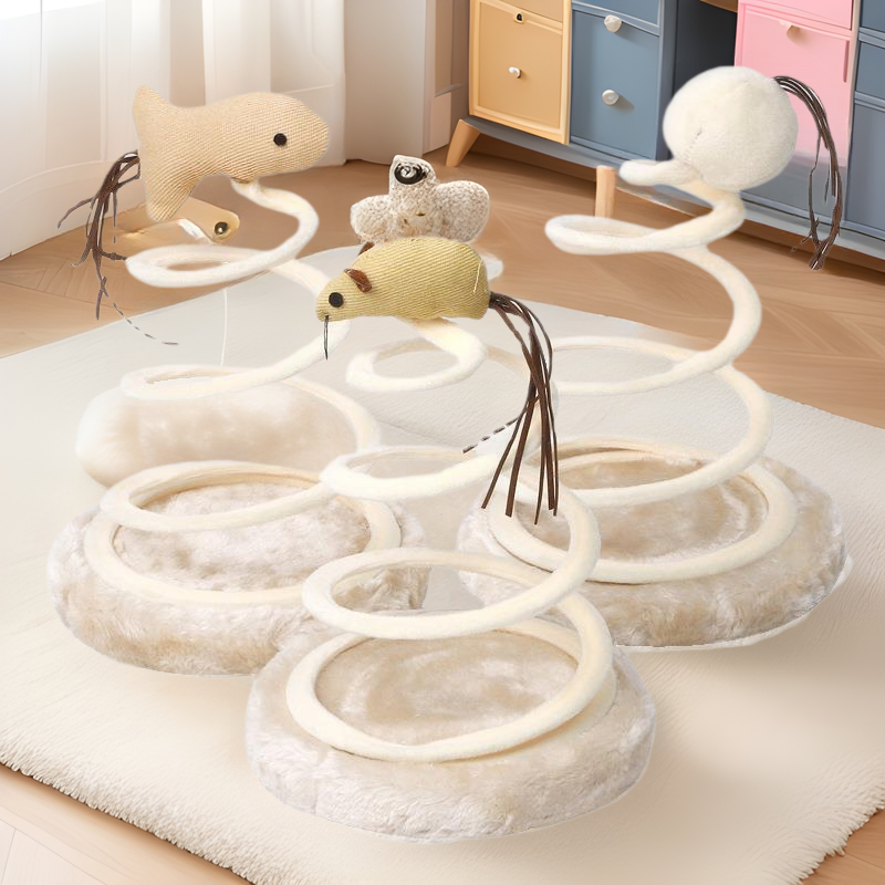 Katze Spielzeug, Interaktives Spiralspielzeug in drei Varianten erhältlich: Maus, Fisch und Ball, Fördert Jagdinstinkt Ihrer Katz (1 Stück)