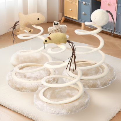 Katze Spielzeug, Interaktives Spiralspielzeug in drei Varianten erhältlich: Maus, Fisch und Ball, Fördert Jagdinstinkt Ihrer Katz (1 Stück)