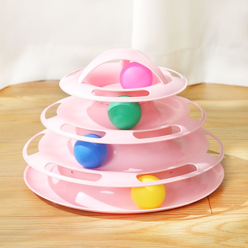 Katze Spielzeug, Interaktives Katzenspielzeug mit 4 Ebenen, Einfache Montage, Rutschfeste Unterseite für Stabilität