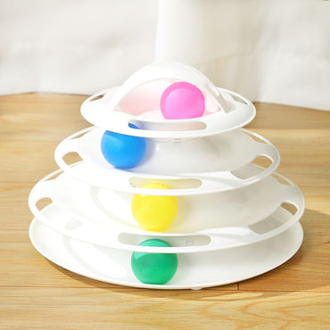 Katze Spielzeug, Interaktives Katzenspielzeug mit 4 Ebenen, Einfache Montage, Rutschfeste Unterseite für Stabilität