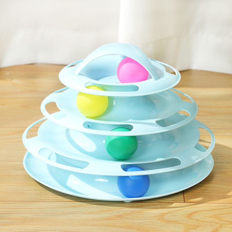 Katze Spielzeug, Interaktives Katzenspielzeug mit 4 Ebenen, Einfache Montage, Rutschfeste Unterseite für Stabilität