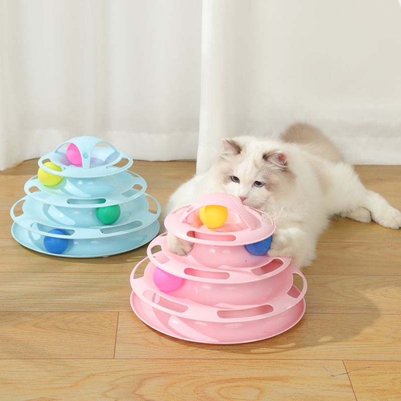 Katze Spielzeug, Interaktives Katzenspielzeug mit 4 Ebenen, Einfache Montage, Rutschfeste Unterseite für Stabilität