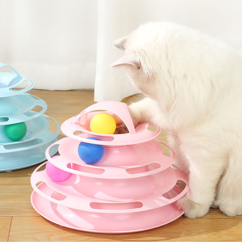 Katze Spielzeug, Interaktives Katzenspielzeug mit 4 Ebenen, Einfache Montage, Rutschfeste Unterseite für Stabilität