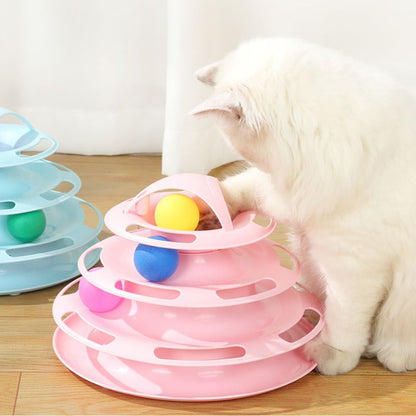 Katze Spielzeug, Interaktives Katzenspielzeug mit 4 Ebenen, Einfache Montage, Rutschfeste Unterseite für Stabilität