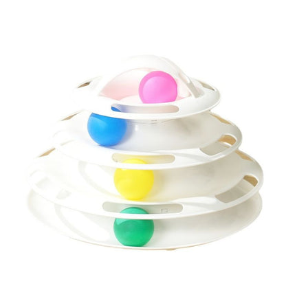 Katze Spielzeug, Interaktives Katzenspielzeug mit 4 Ebenen, Einfache Montage, Rutschfeste Unterseite für Stabilität