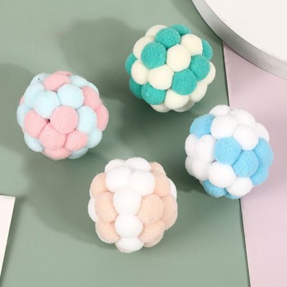 Spielzeug Katze, Plüschball mit Glocke, Elastisch, Aufmerksamkeitserregend und Süß, Farben Zufällig (2 Stück)