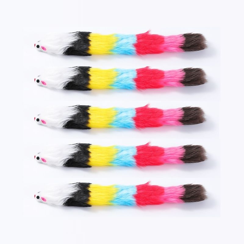 Katzen Spielzeug, Interaktives Katzenspielzeug Maus, Plüschmäuse mit Klingel am Schwanz, 30cm Lang, 5er Set