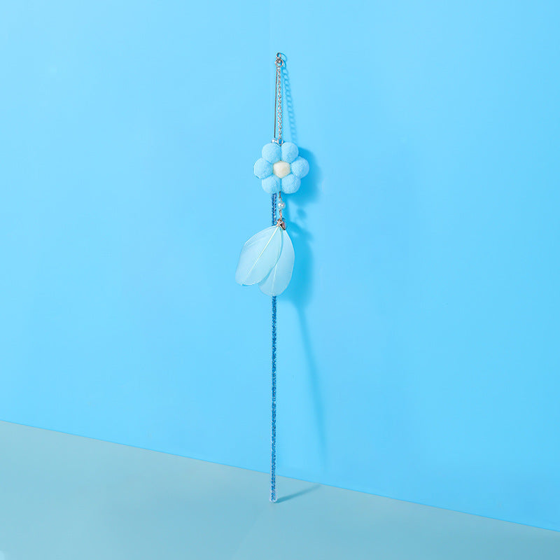 Katzen Spielzeug, Katzenangel mit Blumen oder Quasten, 46-47 cm lang, für Katzen zum Spielen und Bewegen