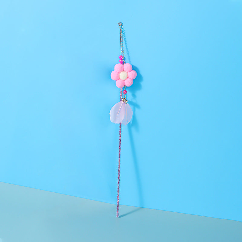 Katzen Spielzeug, Katzenangel mit Blumen oder Quasten, 46-47 cm lang, für Katzen zum Spielen und Bewegen