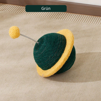 Katzen Spielzeug, UFO-Design, interaktives Kratzspielzeug aus Sisal, inklusive Plüschball in vier Farben erhältlich