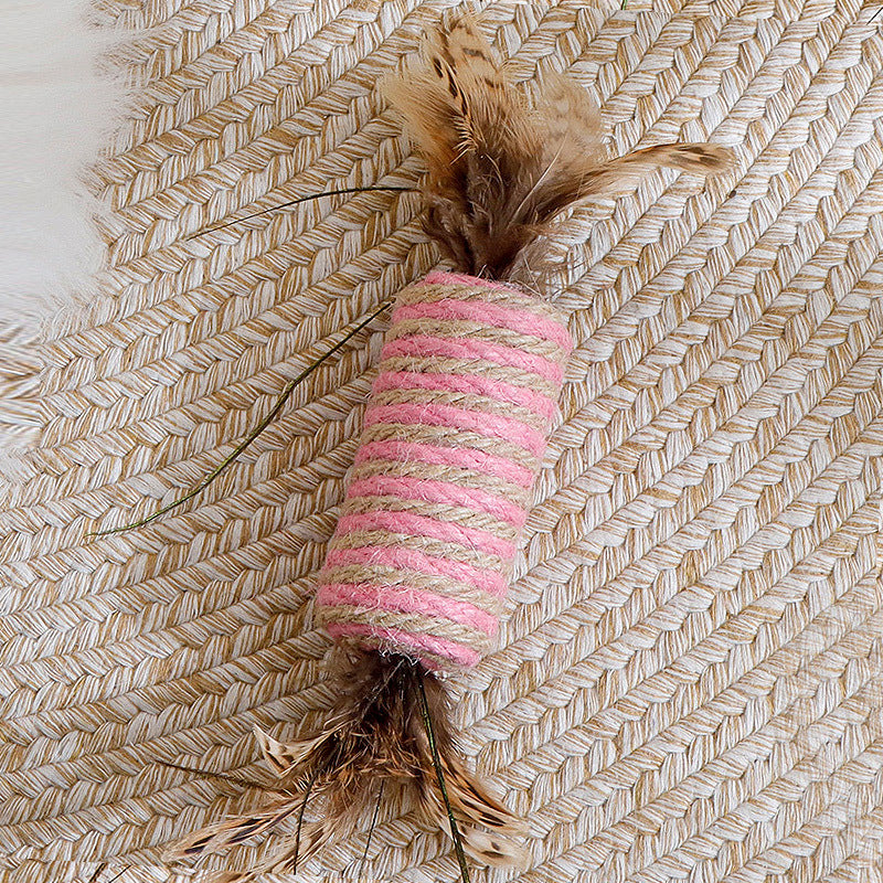 Katze Spielzeug, Candy Form, Interaktives und Geräuschmachendes, Hergestellt aus Sisal und Federn