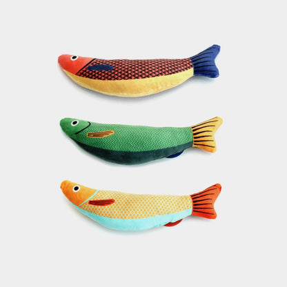 Katzen Spielzeug, Lustiges Spielzeug aus Plüsch mit Katzenminze und Geräuschfunktion, Cartoon Fisch-Design, erhältlich in Orange, Gelb und Grün