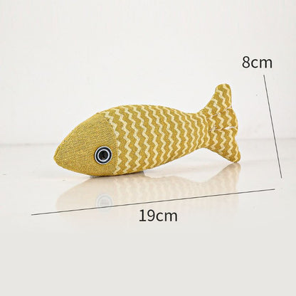 Spielzeug Katze, Interaktives Katzenminze Spielzeug zum Selbstvergnügen, weiches plüschiges Fischspielzeug in Rot, Gelb, Grau (1 Stück)