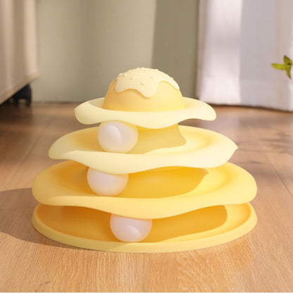 Katzen Spielzeug, Eiscreme-Thema, 4-lagiger Interaktiver Spielzeugbahn für Katzen, Intelligenzförderung und Spaß für Ihre Katze