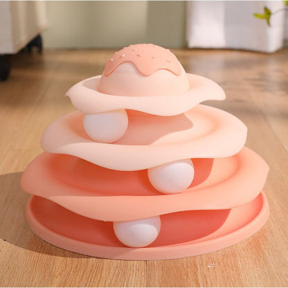 Katzen Spielzeug, Eiscreme-Thema, 4-lagiger Interaktiver Spielzeugbahn für Katzen, Intelligenzförderung und Spaß für Ihre Katze