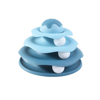 Katzen Spielzeug, Eiscreme-Thema, 4-lagiger Interaktiver Spielzeugbahn für Katzen, Intelligenzförderung und Spaß für Ihre Katze